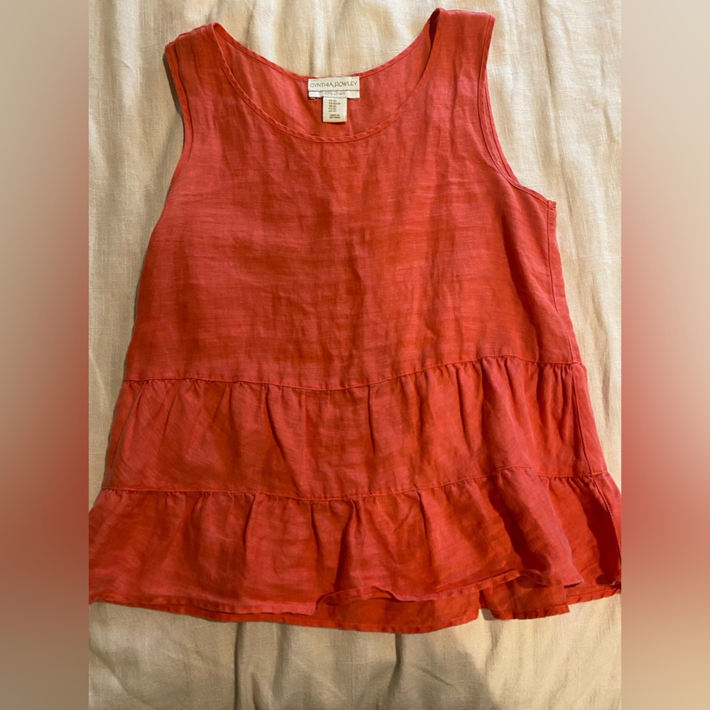 Pink linen tank top